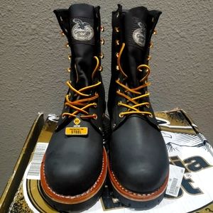 Georgia Boot Men's Steel Toe Black Logger Work Boot Size 9.5W